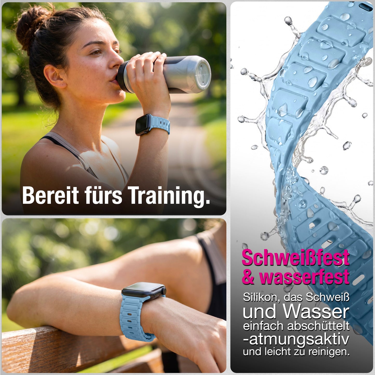 NALIA Pulse Silikon Armband kompatibel mit Apple Watch Armband iWatch Series SE/10/9/8/7/6/5/4/3/2/1, 38/40/41/42mm, 3D Textur Sportarmband mit Steck-Pin Verschluss