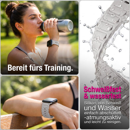NALIA Pulse Silikon Armband kompatibel mit Apple Watch Armband iWatch Series SE/10/9/8/7/6/5/4/3/2/1, 38/40/41/42mm, 3D Textur Sportarmband mit Steck-Pin Verschluss