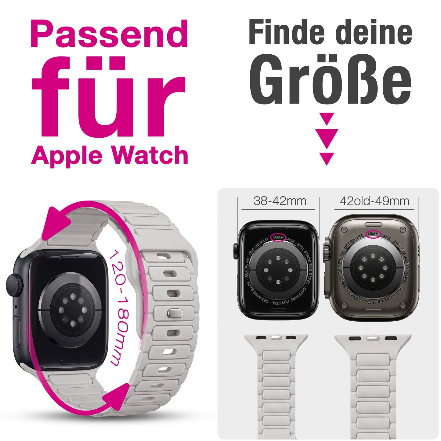 NALIA Pulse Silikon Armband kompatibel mit Apple Watch Armband iWatch Series SE/10/9/8/7/6/5/4/3/2/1, 38/40/41/42mm, 3D Textur Sportarmband mit Steck-Pin Verschluss