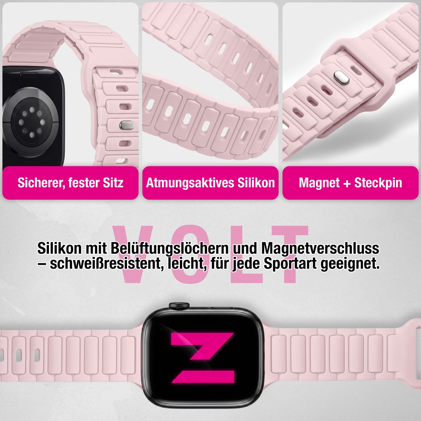 NALIA Pulse Silikon Armband kompatibel mit Apple Watch Armband iWatch Series SE/10/9/8/7/6/5/4/3/2/1, 38/40/41/42mm, 3D Textur Sportarmband mit Steck-Pin Verschluss