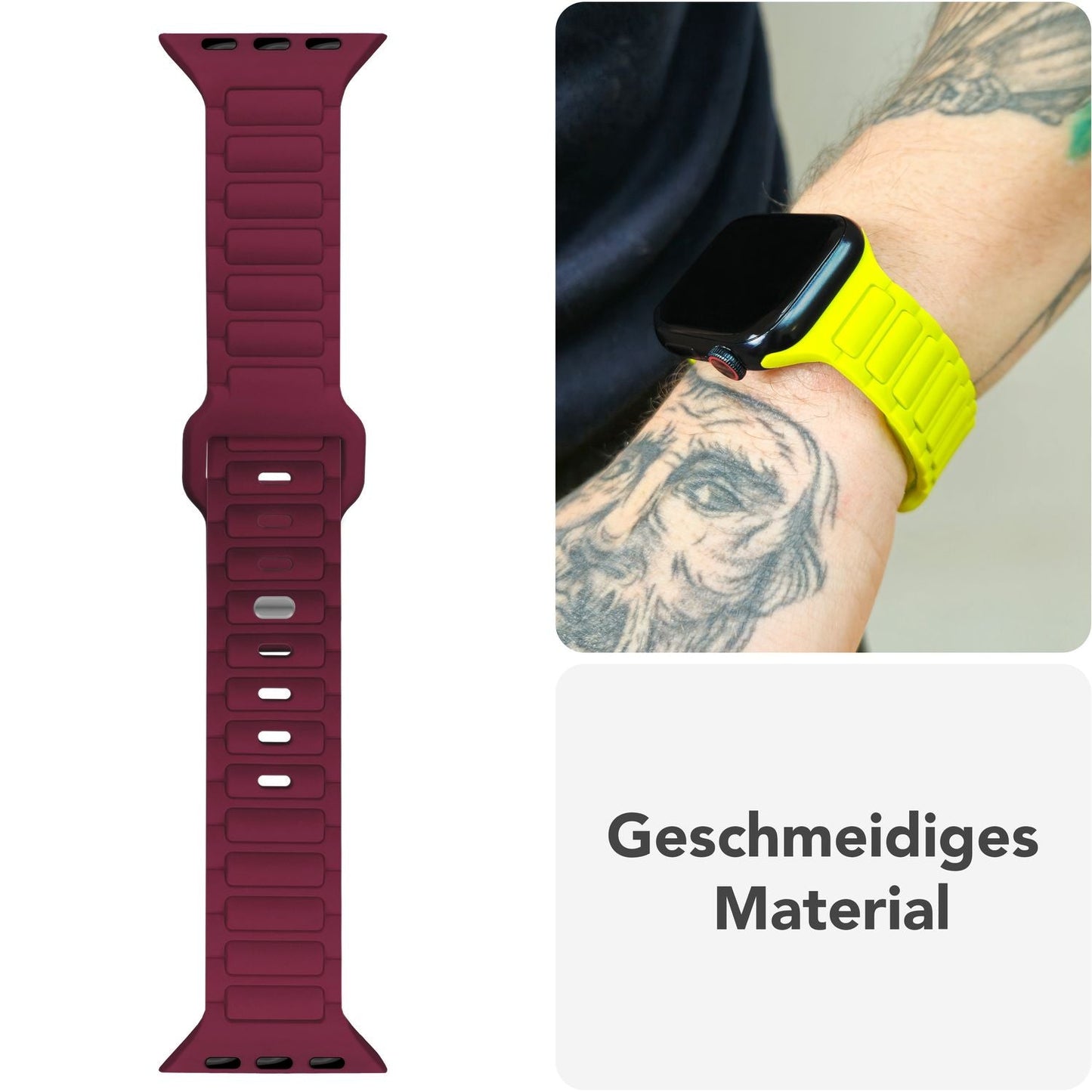 NALIA Pulse Silikon Armband kompatibel mit Apple Watch Armband iWatch Series Ultra/SE 10 9 8 7 6 5 4 3 2 1, 42/44/45/46/49mm, 3D Sportarmband mit Steck-Pin Verschluss