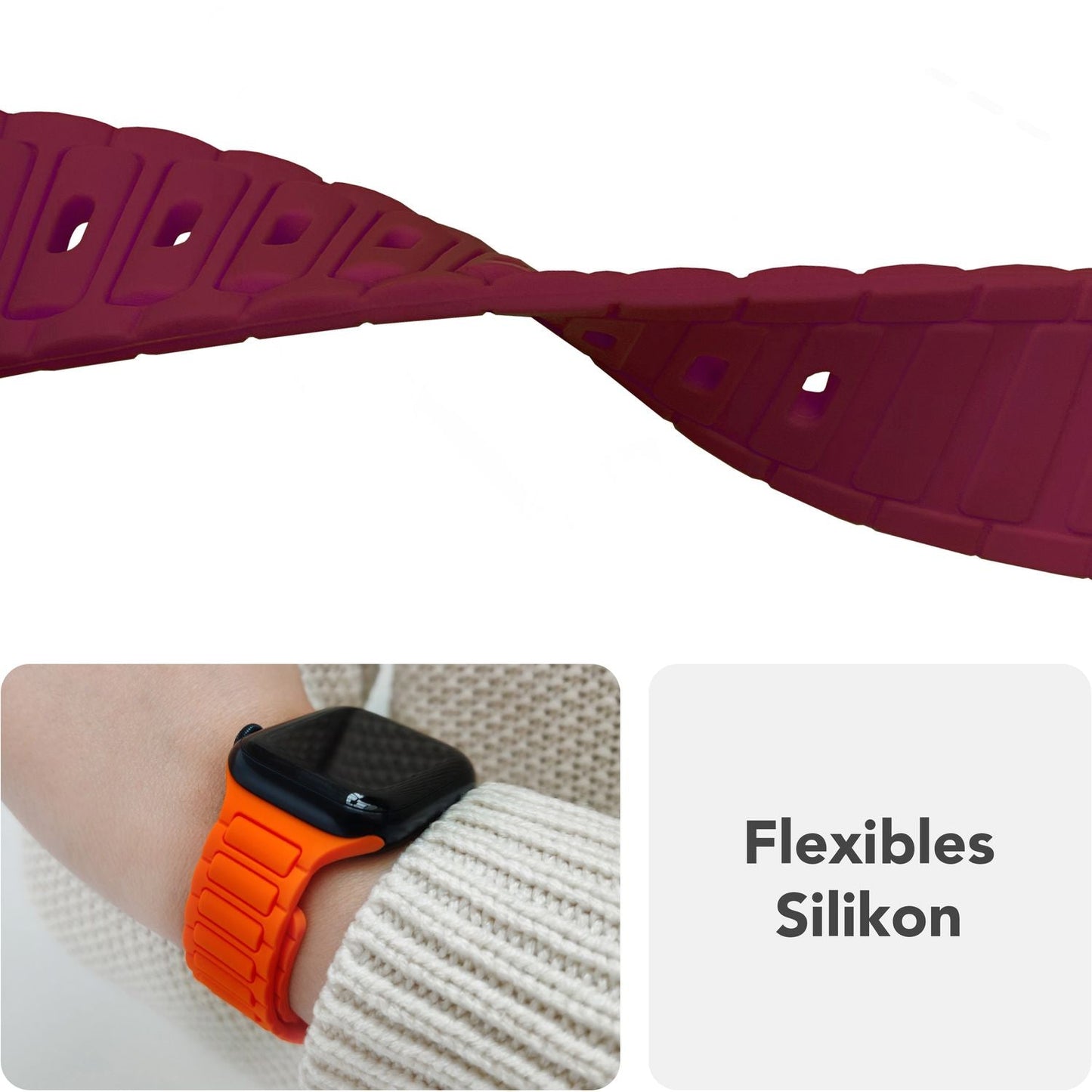 NALIA Pulse Silikon Armband kompatibel mit Apple Watch Armband iWatch Series Ultra/SE 10 9 8 7 6 5 4 3 2 1, 42/44/45/46/49mm, 3D Sportarmband mit Steck-Pin Verschluss