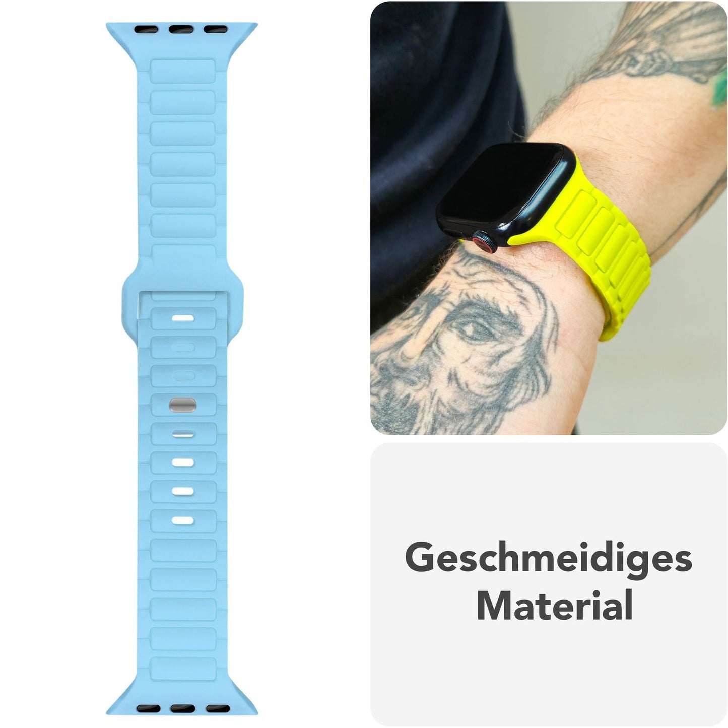 NALIA Pulse Silikon Armband kompatibel mit Apple Watch Armband iWatch Series Ultra/SE 10 9 8 7 6 5 4 3 2 1, 42/44/45/46/49mm, 3D Sportarmband mit Steck-Pin Verschluss