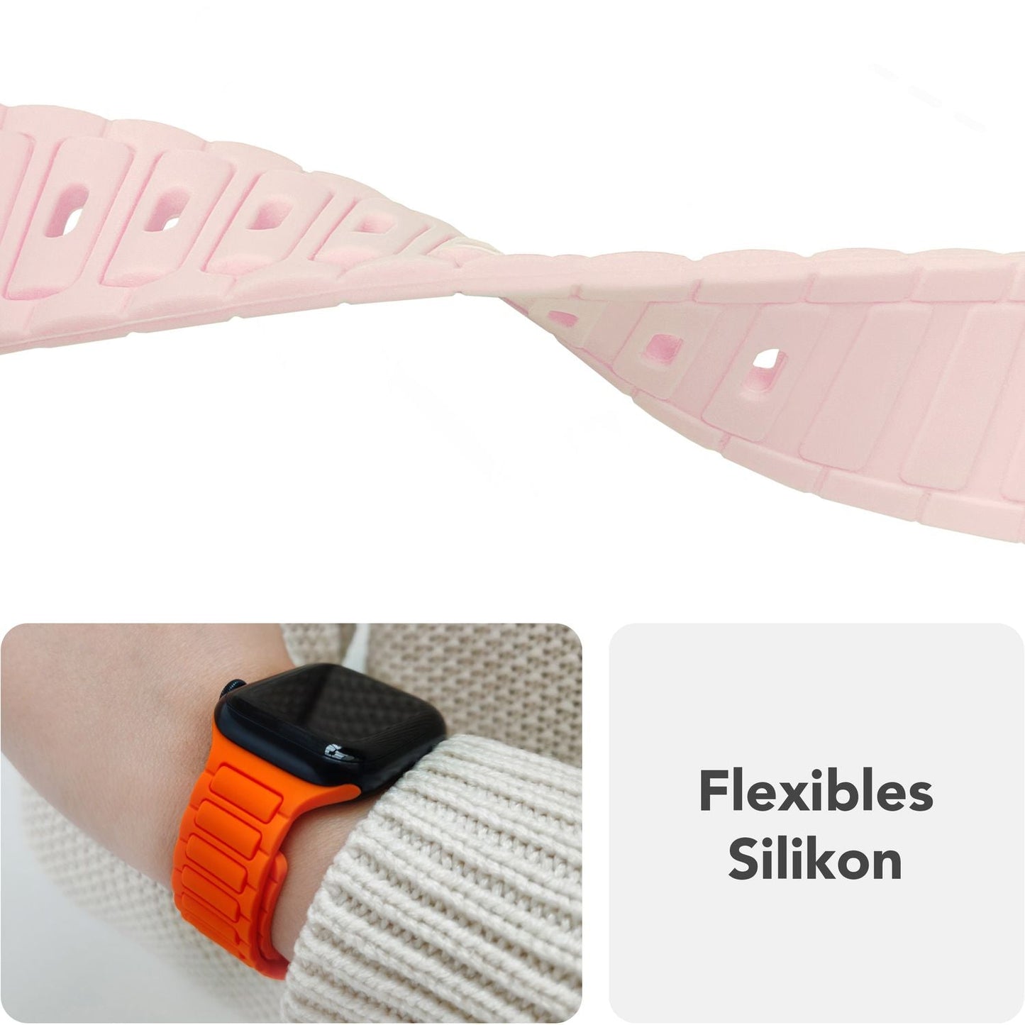 NALIA Pulse Silikon Armband kompatibel mit Apple Watch Armband iWatch Series Ultra/SE 10 9 8 7 6 5 4 3 2 1, 42/44/45/46/49mm, 3D Sportarmband mit Steck-Pin Verschluss