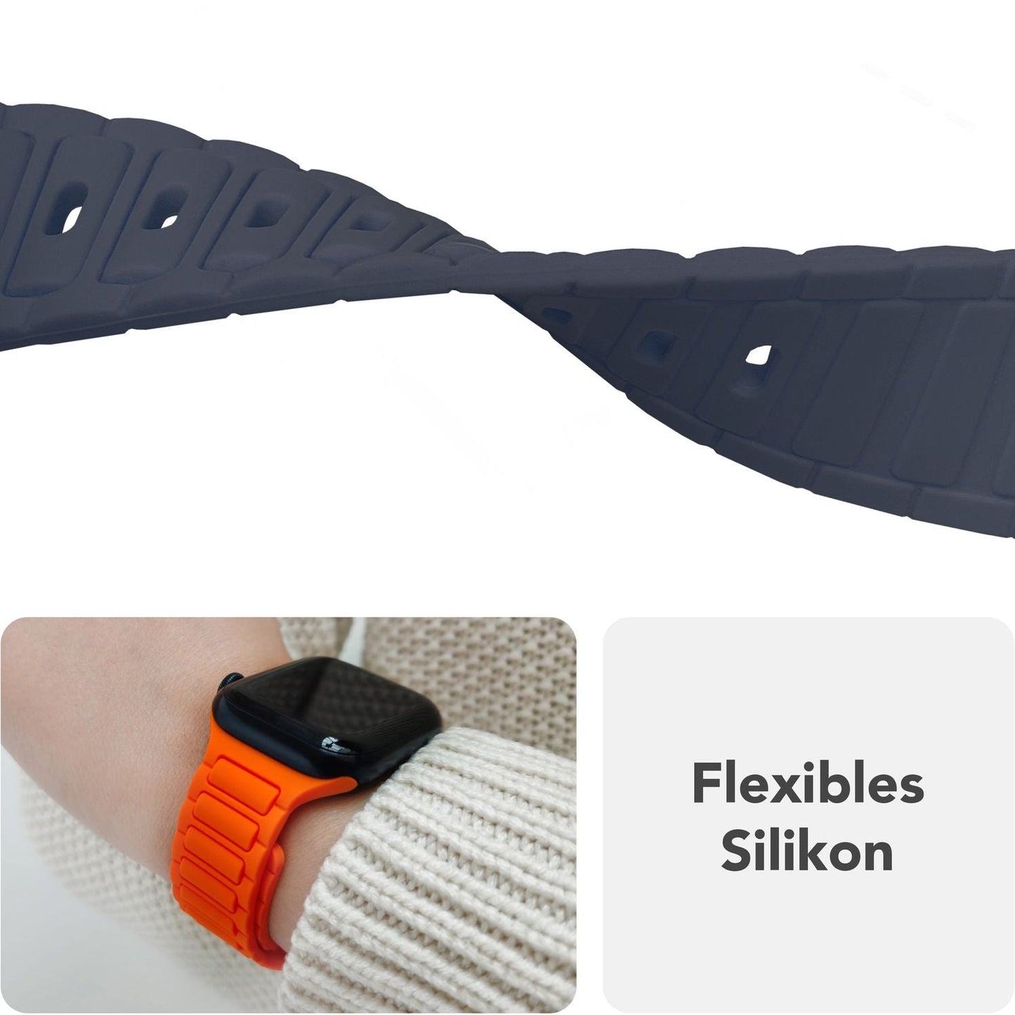 NALIA Pulse Silikon Armband kompatibel mit Apple Watch Armband iWatch Series Ultra/SE 10 9 8 7 6 5 4 3 2 1, 42/44/45/46/49mm, 3D Sportarmband mit Steck-Pin Verschluss