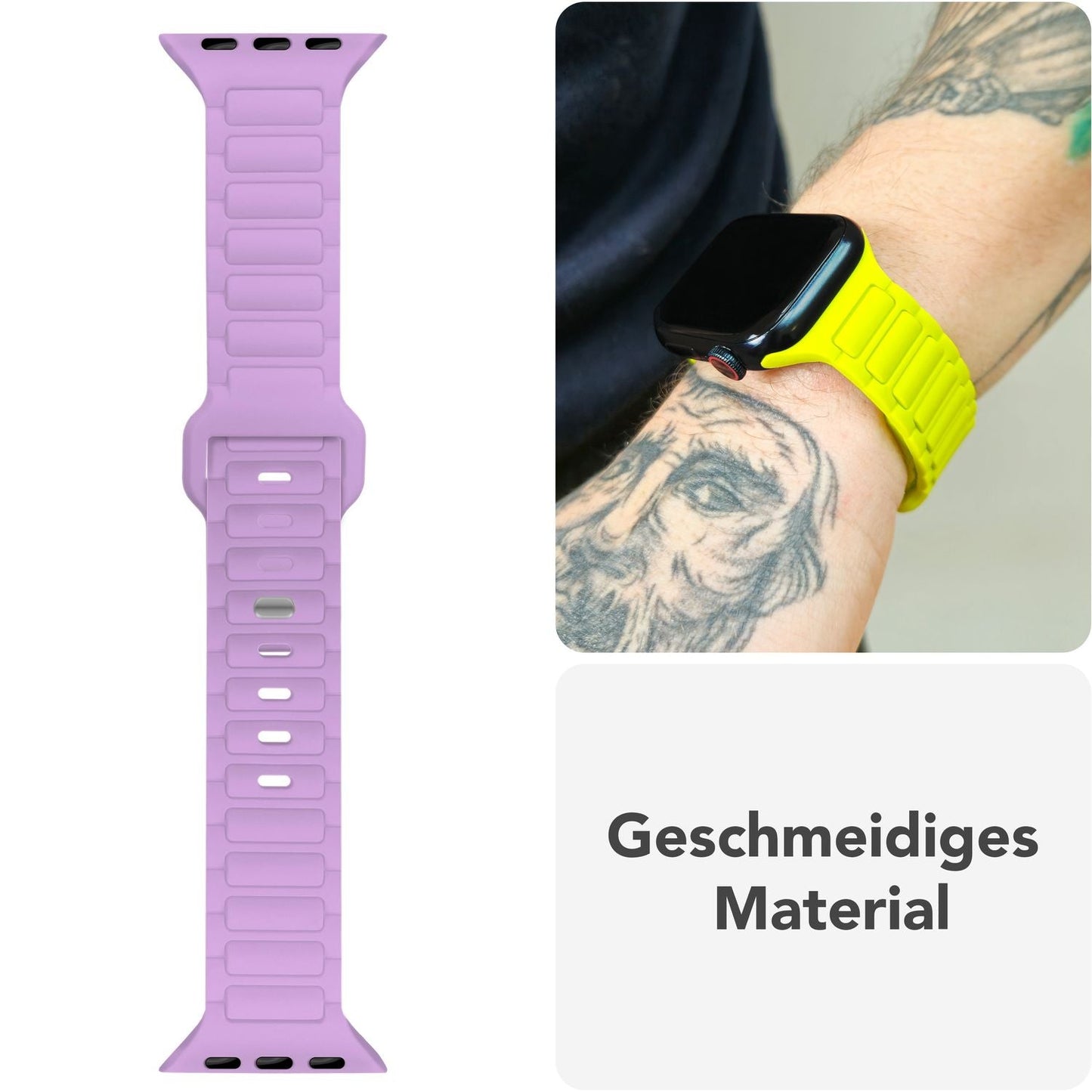 NALIA Pulse Silikon Armband kompatibel mit Apple Watch Armband iWatch Series Ultra/SE 10 9 8 7 6 5 4 3 2 1, 42/44/45/46/49mm, 3D Sportarmband mit Steck-Pin Verschluss