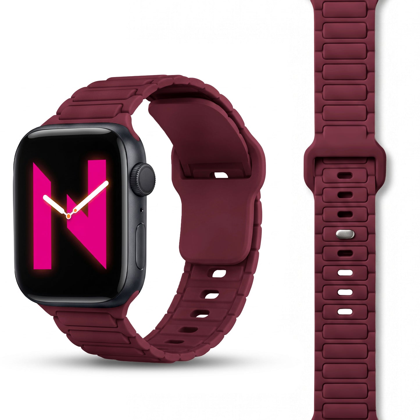 NALIA Pulse Silikon Armband kompatibel mit Apple Watch Armband iWatch Series Ultra/SE 10 9 8 7 6 5 4 3 2 1, 42/44/45/46/49mm, 3D Sportarmband mit Steck-Pin Verschluss
