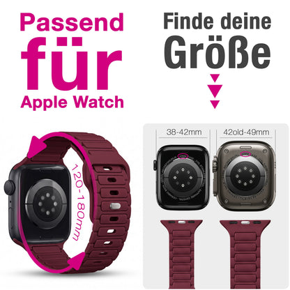 NALIA Pulse Silikon Armband kompatibel mit Apple Watch Armband iWatch Series Ultra/SE 10 9 8 7 6 5 4 3 2 1, 42/44/45/46/49mm, 3D Sportarmband mit Steck-Pin Verschluss