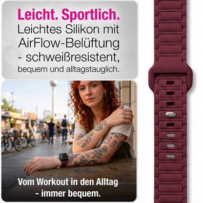NALIA Pulse Silikon Armband kompatibel mit Apple Watch Armband iWatch Series Ultra/SE 10 9 8 7 6 5 4 3 2 1, 42/44/45/46/49mm, 3D Sportarmband mit Steck-Pin Verschluss