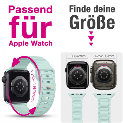 NALIA Pulse Silikon Armband kompatibel mit Apple Watch Armband iWatch Series Ultra/SE 10 9 8 7 6 5 4 3 2 1, 42/44/45/46/49mm, 3D Sportarmband mit Steck-Pin Verschluss
