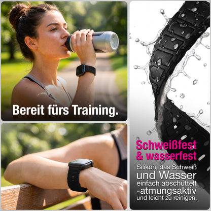 NALIA Pulse Silikon Armband kompatibel mit Apple Watch Armband iWatch Series Ultra/SE 10 9 8 7 6 5 4 3 2 1, 42/44/45/46/49mm, 3D Sportarmband mit Steck-Pin Verschluss