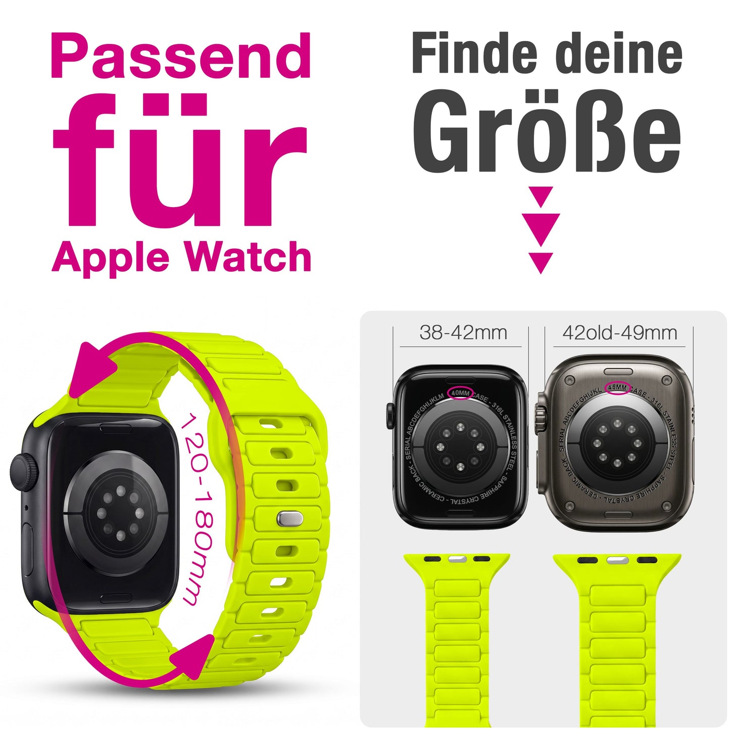 NALIA Pulse Silikon Armband kompatibel mit Apple Watch Armband iWatch Series Ultra/SE 10 9 8 7 6 5 4 3 2 1, 42/44/45/46/49mm, 3D Sportarmband mit Steck-Pin Verschluss