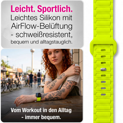 NALIA Pulse Silikon Armband kompatibel mit Apple Watch Armband iWatch Series Ultra/SE 10 9 8 7 6 5 4 3 2 1, 42/44/45/46/49mm, 3D Sportarmband mit Steck-Pin Verschluss