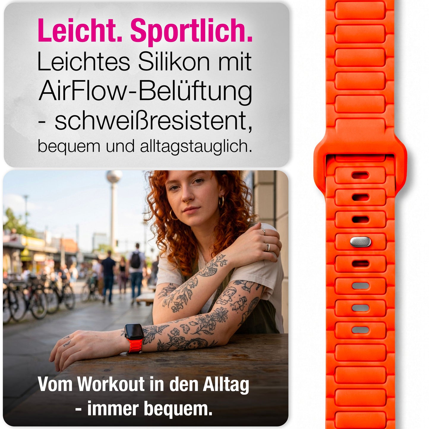 NALIA Pulse Silikon Armband kompatibel mit Apple Watch Armband iWatch Series Ultra/SE 10 9 8 7 6 5 4 3 2 1, 42/44/45/46/49mm, 3D Sportarmband mit Steck-Pin Verschluss