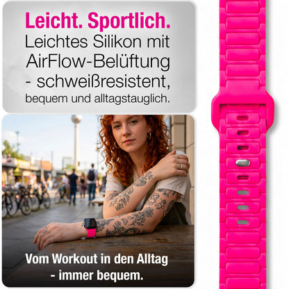 NALIA Pulse Silikon Armband kompatibel mit Apple Watch Armband iWatch Series Ultra/SE 10 9 8 7 6 5 4 3 2 1, 42/44/45/46/49mm, 3D Sportarmband mit Steck-Pin Verschluss