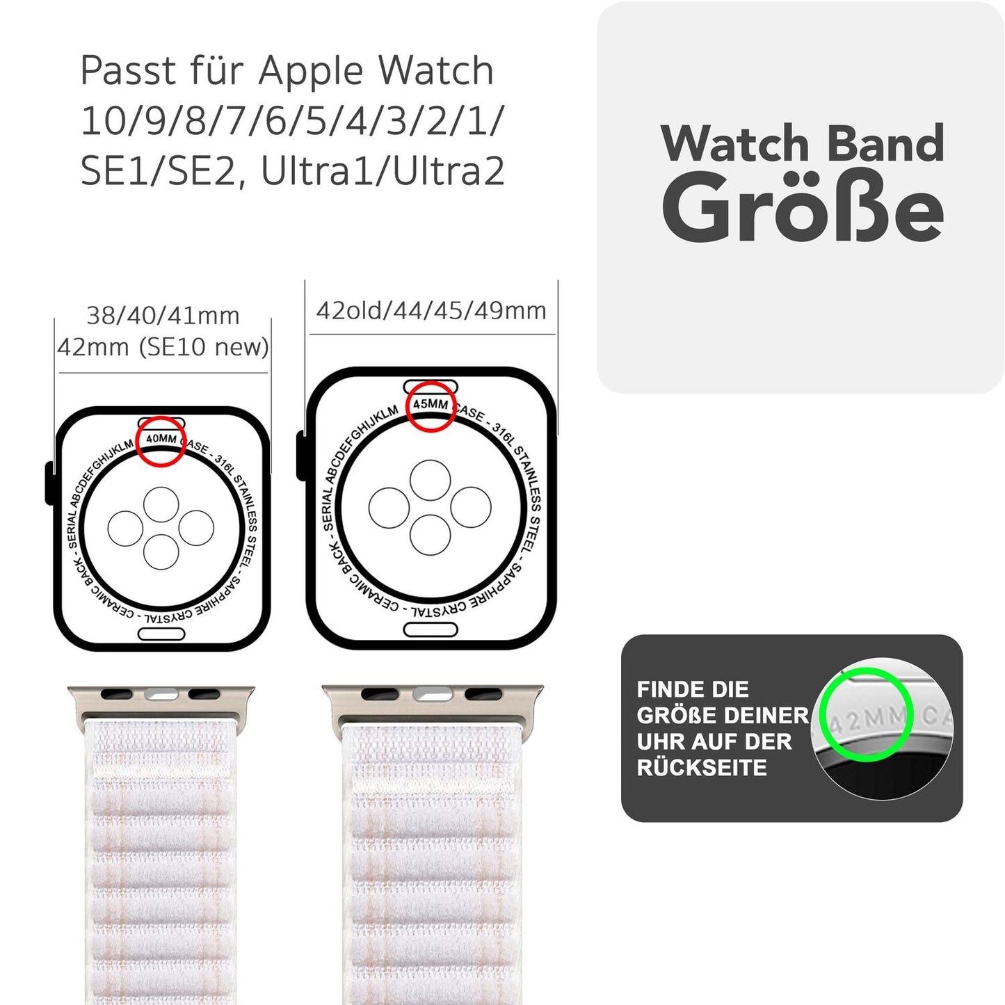 NALIA Evolv Nylon Armband kompatibel mit Apple Watch Armband iWatch Series Ultra/SE 10 9 8 7 6 5 4 3 2 1, 42/44/45/46/49mm, Leichtes Gewebtes Stoffband mit Klettverschluss