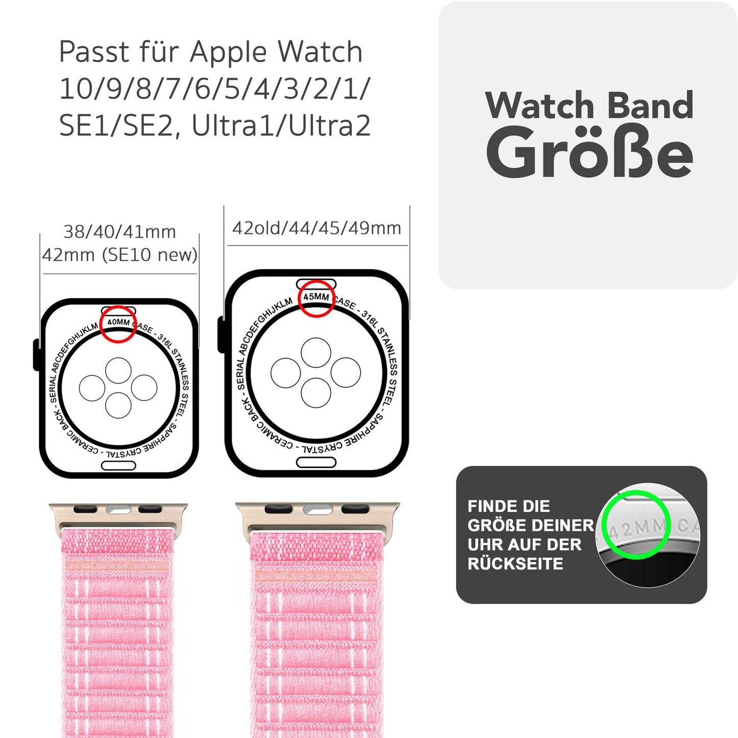 NALIA Evolv Nylon Armband kompatibel mit Apple Watch Armband iWatch Series Ultra/SE 10 9 8 7 6 5 4 3 2 1, 42/44/45/46/49mm, Leichtes Gewebtes Stoffband mit Klettverschluss