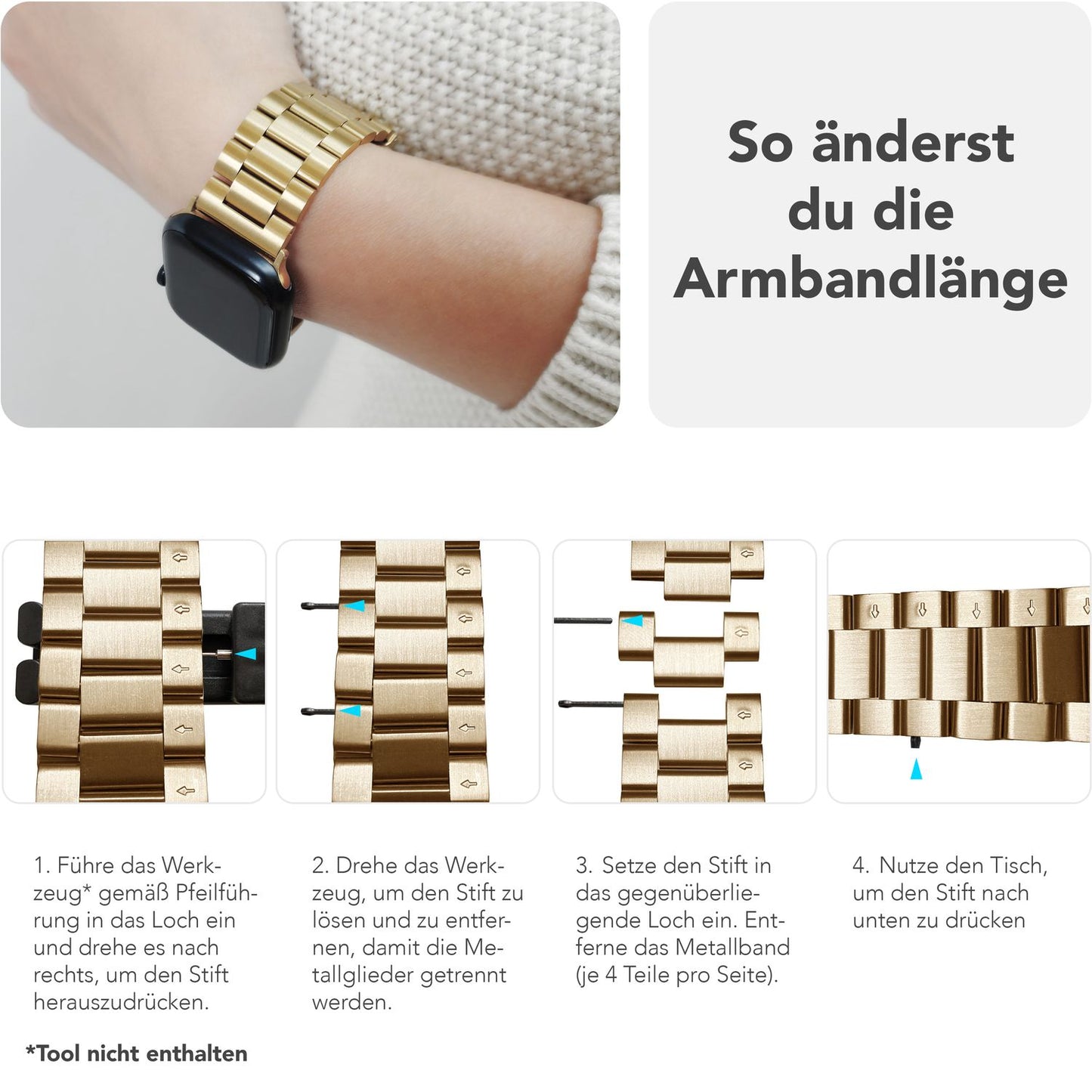 NALIA Mova Edelstahl Armband kompatibel mit Apple Watch Armband iWatch Series SE/10/9/8/7/6/5/4/3/2/1, 38/40/41/42mm, Metall Ersatzarmband mit Doppelfaltschließe, Rostfrei