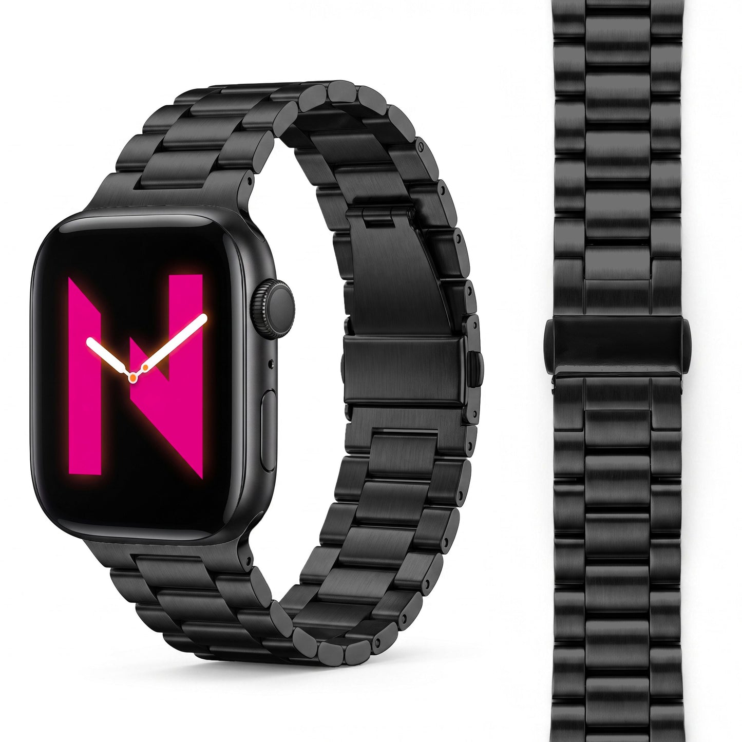 NALIA Mova Edelstahl Armband kompatibel mit Apple Watch Armband iWatch Series SE/10/9/8/7/6/5/4/3/2/1, 38/40/41/42mm, Metall Ersatzarmband mit Doppelfaltschließe, Rostfrei