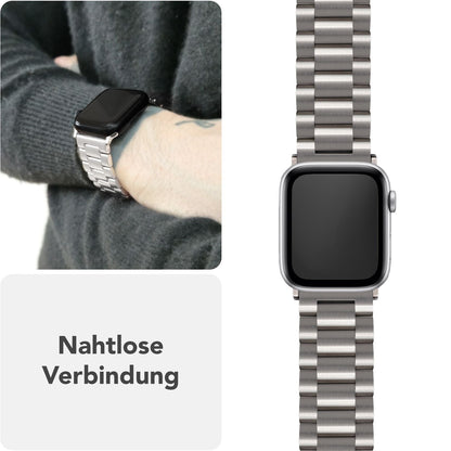 NALIA Mova Edelstahl Armband kompatibel mit Apple Watch Armband Series Ultra/SE 10/9/8/7/6/5/4/3/2/1, 42/44/45/46/49mm, Metall Ersatzarmband mit Doppelfaltschließe, Rostfrei