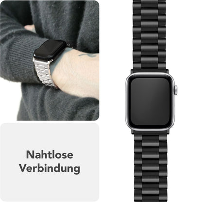 NALIA Mova Edelstahl Armband kompatibel mit Apple Watch Armband Series Ultra/SE 10/9/8/7/6/5/4/3/2/1, 42/44/45/46/49mm, Metall Ersatzarmband mit Doppelfaltschließe, Rostfrei