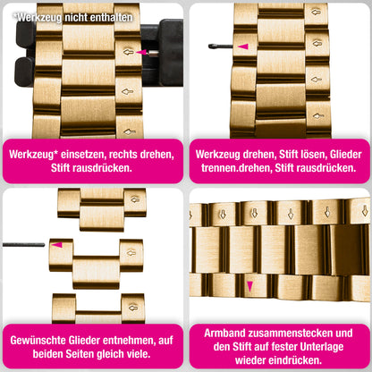 NALIA Mova Edelstahl Armband kompatibel mit Apple Watch Armband Series Ultra/SE 10/9/8/7/6/5/4/3/2/1, 42/44/45/46/49mm, Metall Ersatzarmband mit Doppelfaltschließe, Rostfrei