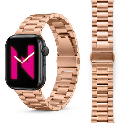 NALIA Mova Edelstahl Armband kompatibel mit Apple Watch Armband Series Ultra/SE 10/9/8/7/6/5/4/3/2/1, 42/44/45/46/49mm, Metall Ersatzarmband mit Doppelfaltschließe, Rostfrei