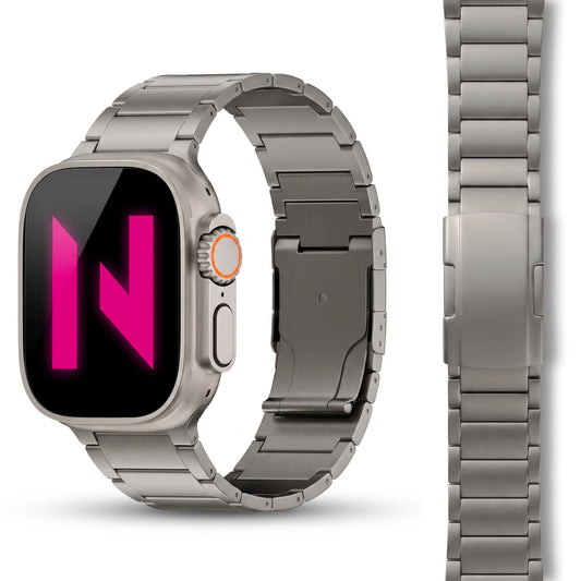 NALIA Argon Titan Armband kompatibel mit Apple Watch Armband iWatch Series SE/10/9/8/7/6/5/4/3/2/1, 38/40/41/42mm, Metall Ersatzarmband mit Faltschließe, Matt, Leicht, Rostfrei
