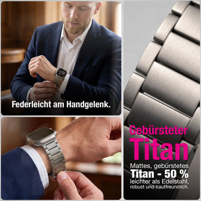 NALIA Argon Titan Armband kompatibel mit Apple Watch Armband iWatch Series SE/10/9/8/7/6/5/4/3/2/1, 38/40/41/42mm, Metall Ersatzarmband mit Faltschließe, Matt, Leicht, Rostfrei