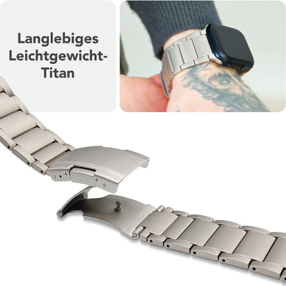 NALIA Argon Titan Armband kompatibel mit Apple Watch Armband iWatch Series SE/10/9/8/7/6/5/4/3/2/1, 38/40/41/42mm, Metall Ersatzarmband mit Faltschließe, Matt, Leicht, Rostfrei