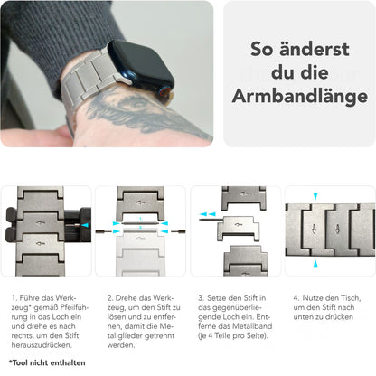 NALIA Argon Titan Armband kompatibel mit Apple Watch Armband iWatch Series SE/10/9/8/7/6/5/4/3/2/1, 38/40/41/42mm, Metall Ersatzarmband mit Faltschließe, Matt, Leicht, Rostfrei