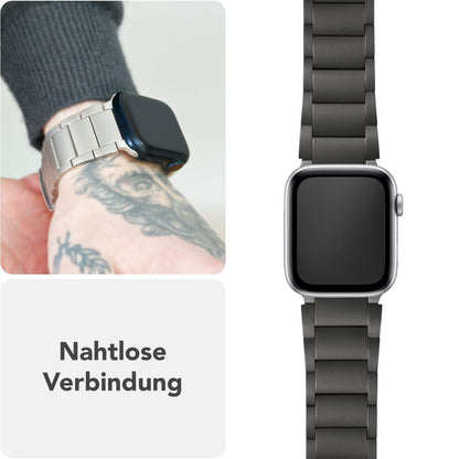 NALIA Argon Titan Armband kompatibel mit Apple iWatch Ultra/SE Series 10 9 8 7 6 5 4 3 2 1 42/44/45/46/49mm, Metall Ersatzarmband mit Doppelfaltschließe, Metallarmband Rostfrei