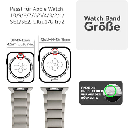 NALIA Argon Titan Armband kompatibel mit Apple iWatch Ultra/SE Series 10 9 8 7 6 5 4 3 2 1 42/44/45/46/49mm, Metall Ersatzarmband mit Doppelfaltschließe, Metallarmband Rostfrei