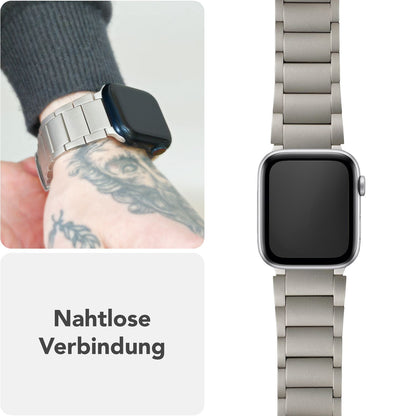 NALIA Argon Titan Armband kompatibel mit Apple iWatch Ultra/SE Series 10 9 8 7 6 5 4 3 2 1 42/44/45/46/49mm, Metall Ersatzarmband mit Doppelfaltschließe, Metallarmband Rostfrei