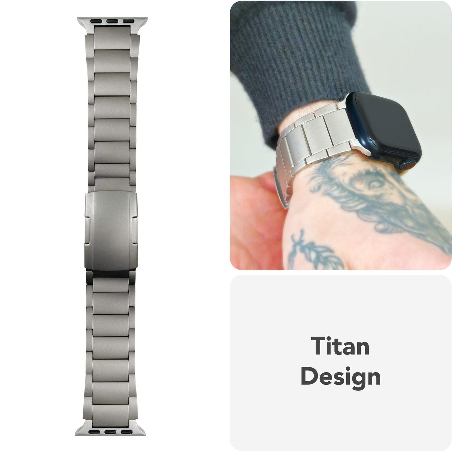 NALIA Argon Titan Armband kompatibel mit Apple iWatch Ultra/SE Series 10 9 8 7 6 5 4 3 2 1 42/44/45/46/49mm, Metall Ersatzarmband mit Doppelfaltschließe, Metallarmband Rostfrei