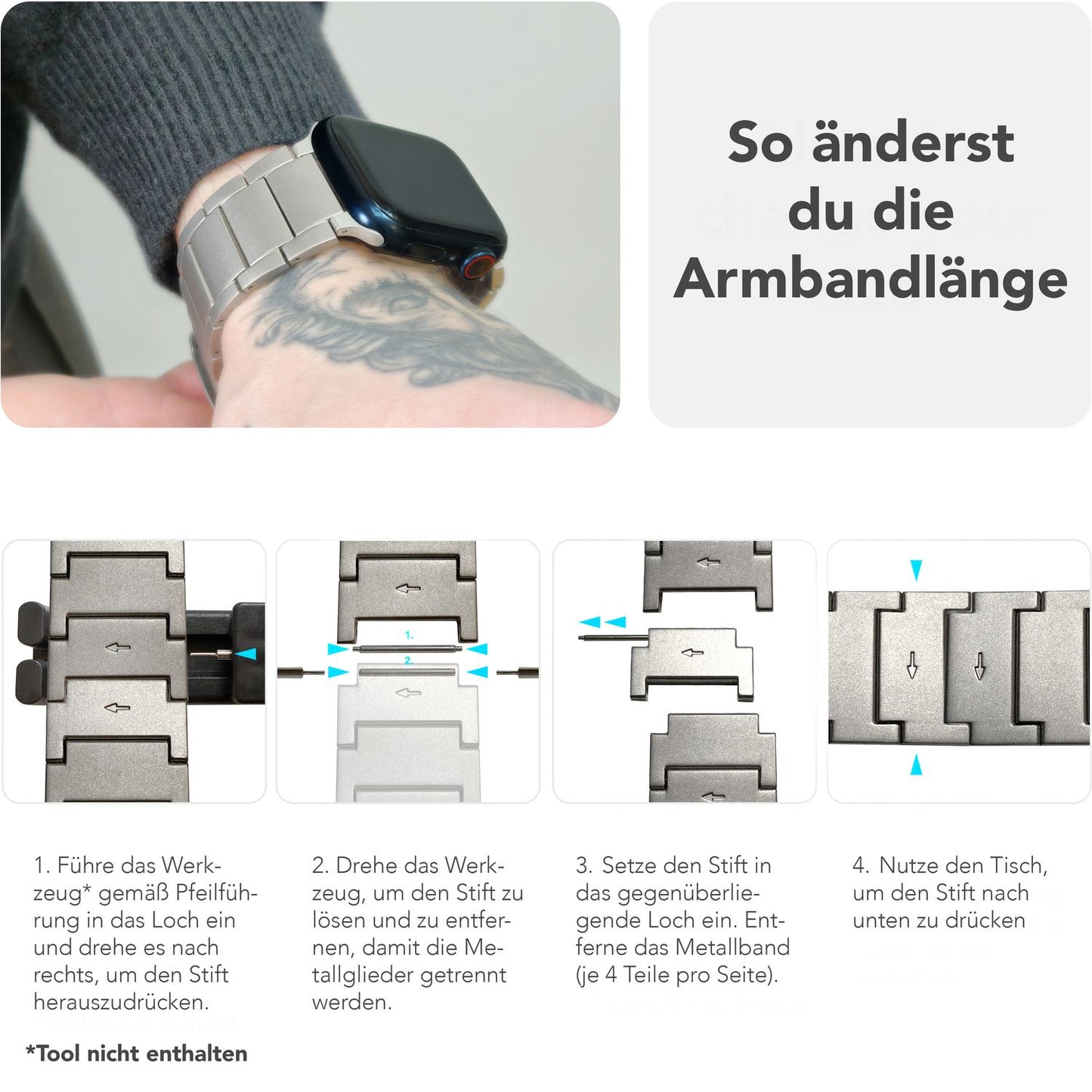 NALIA Argon Titan Armband kompatibel mit Apple iWatch Ultra/SE Series 10 9 8 7 6 5 4 3 2 1 42/44/45/46/49mm, Metall Ersatzarmband mit Doppelfaltschließe, Metallarmband Rostfrei