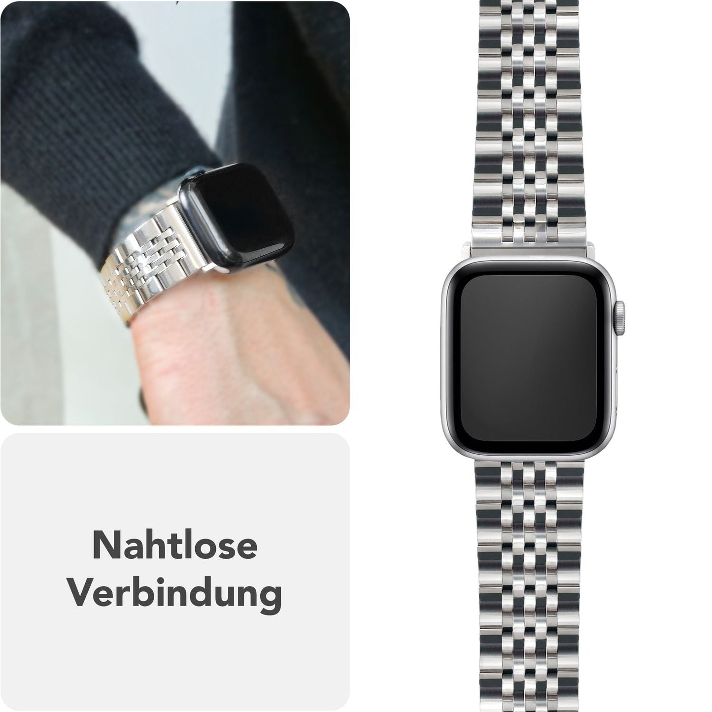 NALIA Trivo Edelstahl Armband kompatibel mit Apple Watch Armband SE Series 10 9 8 7 6 5 4 3 2 1 38/40/41/42mm, Metall Ersatzarmband mit Schmetterlingsschließe, Rostfrei