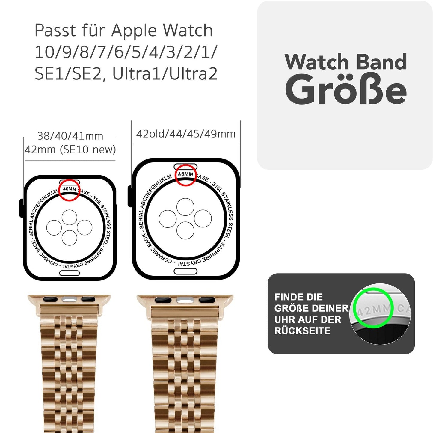 NALIA Trivo Edelstahl Armband kompatibel mit Apple Watch Armband SE Series 10 9 8 7 6 5 4 3 2 1 38/40/41/42mm, Metall Ersatzarmband mit Schmetterlingsschließe, Rostfrei