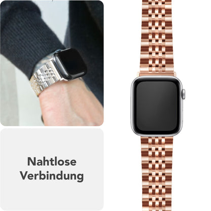 NALIA Trivo Edelstahl Armband kompatibel mit Apple Watch Armband SE Series 10 9 8 7 6 5 4 3 2 1 38/40/41/42mm, Metall Ersatzarmband mit Schmetterlingsschließe, Rostfrei