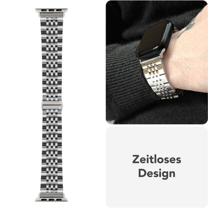 NALIA Trivo Edelstahl Armband kompatibel mit Apple Watch Armband Ultra/SE Series 10 9 8 7 6 5 4 3 2 1, 42/44/45/46/49mm, Ersatzarmband mit Schmetterlingsschließe, Rostfrei