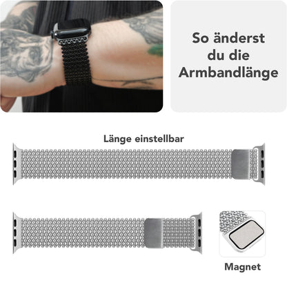NALIA Alvia Edelstahl Armband kompatibel mit Apple Watch Armband SE/iWatch Series 10 9 8 7 6 5 4 3 2 1, 38/40/41/42mm, Magnetisches Mesh Loop-Armband, Metall Band Atmungsaktiv