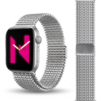 NALIA Alvia Edelstahl Armband kompatibel mit Apple Watch Armband Ultra/SE Series 10 9 8 7 6 5 4 3 2 1, 42/44/45/46/49mm, Magnetisches Metall Mesh Loop-Armband, Atmungsaktiv