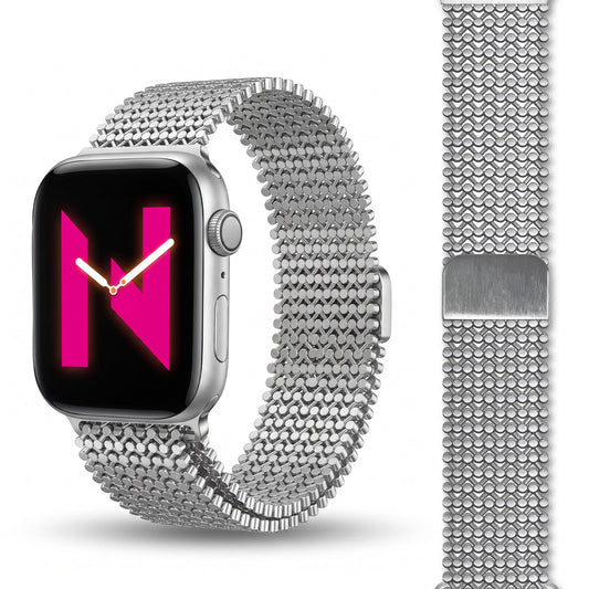 NALIA Alvia Edelstahl Armband kompatibel mit Apple Watch Armband Ultra/SE Series 10 9 8 7 6 5 4 3 2 1, 42/44/45/46/49mm, Magnetisches Metall Mesh Loop-Armband, Atmungsaktiv