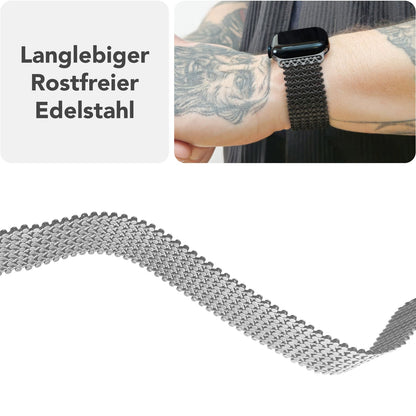 NALIA Alvia Edelstahl Armband kompatibel mit Apple Watch Armband Ultra/SE Series 10 9 8 7 6 5 4 3 2 1, 42/44/45/46/49mm, Magnetisches Metall Mesh Loop-Armband, Atmungsaktiv