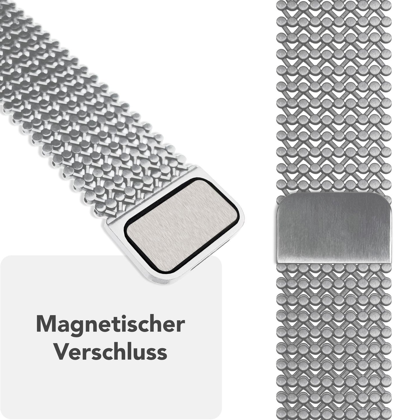 NALIA Alvia Edelstahl Armband kompatibel mit Apple Watch Armband Ultra/SE Series 10 9 8 7 6 5 4 3 2 1, 42/44/45/46/49mm, Magnetisches Metall Mesh Loop-Armband, Atmungsaktiv