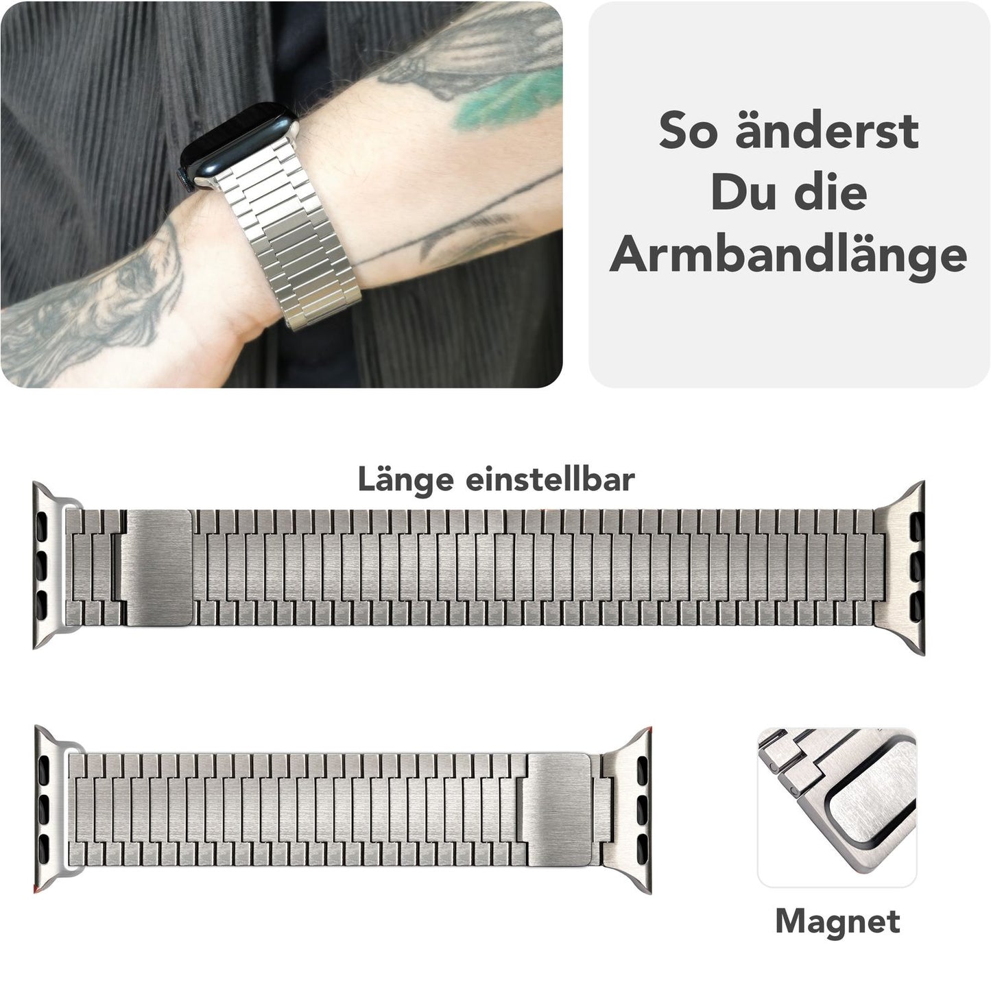 NALIA Chronos Edelstahl Armband kompatibel mit Apple Watch Armband SE iWatch Series 10 9 8 7 6 5 4 3 2 1 38/40/41/42mm, Magnetisches Loop-Armband aus Metall mit Schnellverschluss