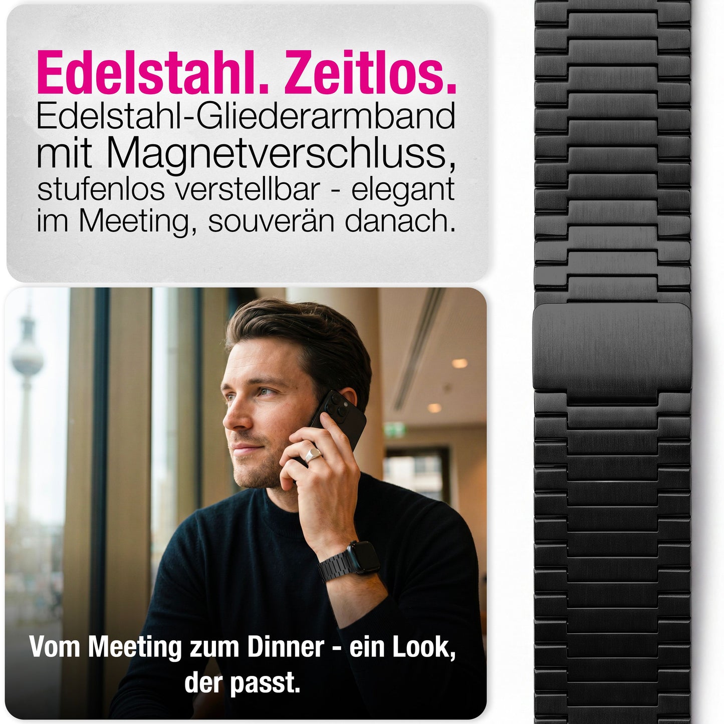 NALIA Chronos Edelstahl Armband kompatibel mit Apple Watch Armband SE iWatch Series 10 9 8 7 6 5 4 3 2 1 38/40/41/42mm, Magnetisches Loop-Armband aus Metall mit Schnellverschluss