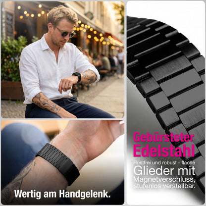 NALIA Chronos Edelstahl Armband kompatibel mit Apple Watch Armband SE iWatch Series 10 9 8 7 6 5 4 3 2 1 38/40/41/42mm, Magnetisches Loop-Armband aus Metall mit Schnellverschluss