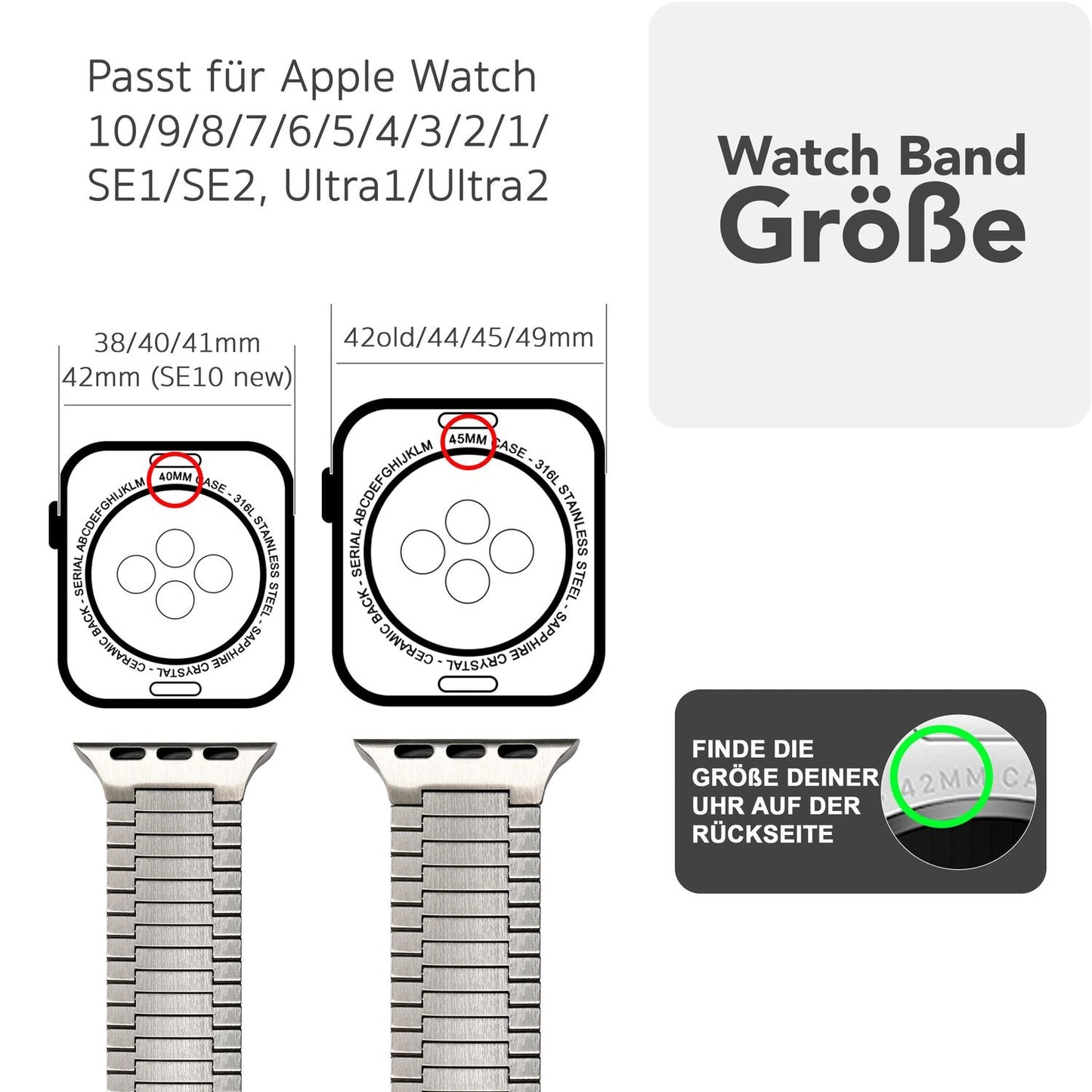 NALIA Chronos Metall Armband kompatibel mit Apple Watch Armband Ultra/SE iWatch Series 10 9 8 7 6 5 4 3 2 1, 42/44/45/46/49mm, Edelstahl Loop-Armband Magnetverschluss, Rostfrei