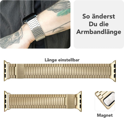 NALIA Chronos Metall Armband kompatibel mit Apple Watch Armband Ultra/SE iWatch Series 10 9 8 7 6 5 4 3 2 1, 42/44/45/46/49mm, Edelstahl Loop-Armband Magnetverschluss, Rostfrei